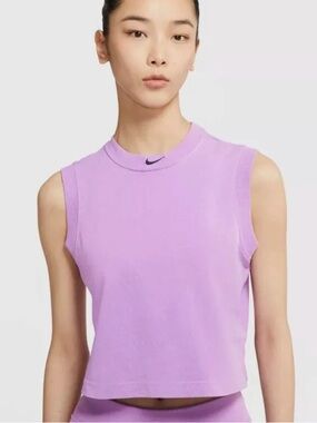 Nike Women's Just Do It Purple Vintage Wash Muscle Tee Crop Boxy 90s Tank